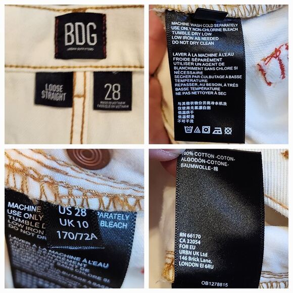 🔸️NWT Urban Outfitters BDG Ivory Loose Straight Jeans Size 6/28 - Picture 12 of 13